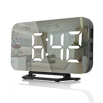 Часы электронные настольные зеркальные LED Mirror Clock DS-3625L, фото 2