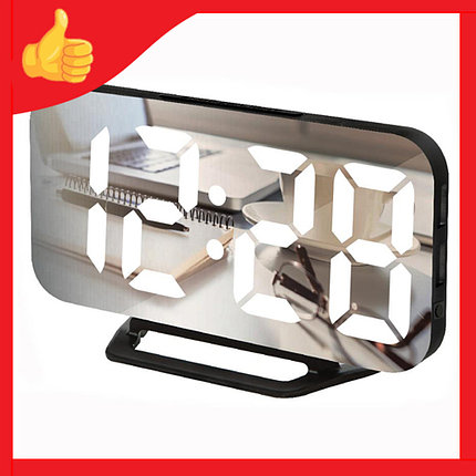 Часы электронные настольные зеркальные LED Mirror Clock DS-3625L, фото 2