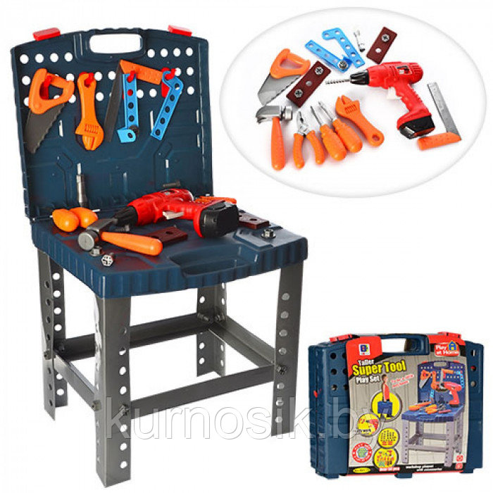 Детский набор строительных инструментов Super Tool в чемодане с верстаком 661-74 - фото 1 - id-p51107962