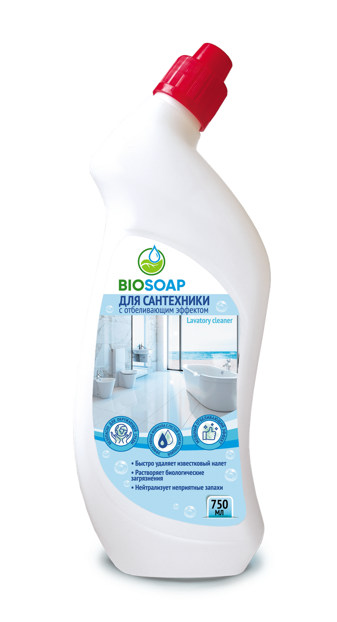 ЭКО Средство для сантехники с отбеливающим эффектом. BIOSOAP Lavatory cleaner, 750 мл - фото 1 - id-p135531861