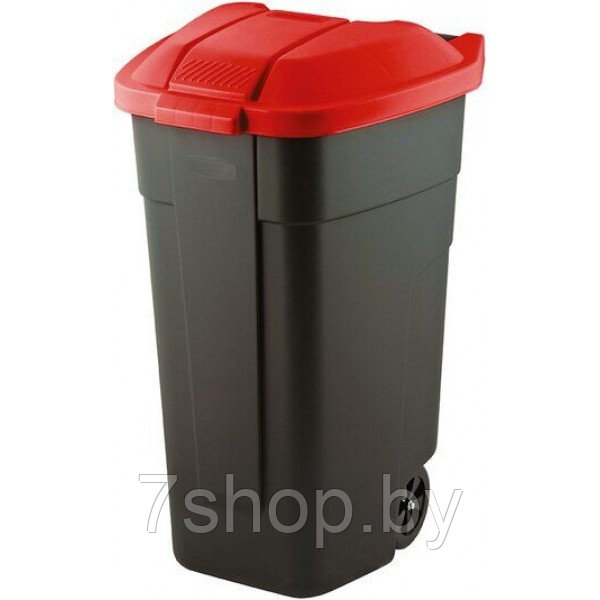 Контейнер для мусора на колесах REFUSE BIN 110 л, черный/красный - фото 1 - id-p134315945