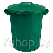 Контейнер пластиковый для мусора зеленый с зеленой крышкой 173554