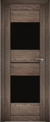 Двери межкомнатные экошпон Амати 16 Черное стекло - фото 1 - id-p135546582