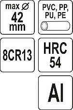 Труборез для труб из ПВХ 42мм V-GUT "Yato" YT-22292, фото 3