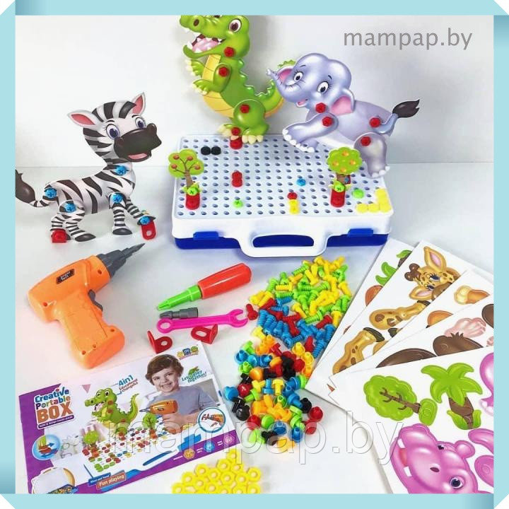 Конструктор с шуруповертом 4в1 Creative Double Sided Box 198 деталей