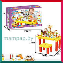 Конструктор c шуруповертом, СТОЛОМ и СТУЛОМ 208 деталей Creative Learning Table