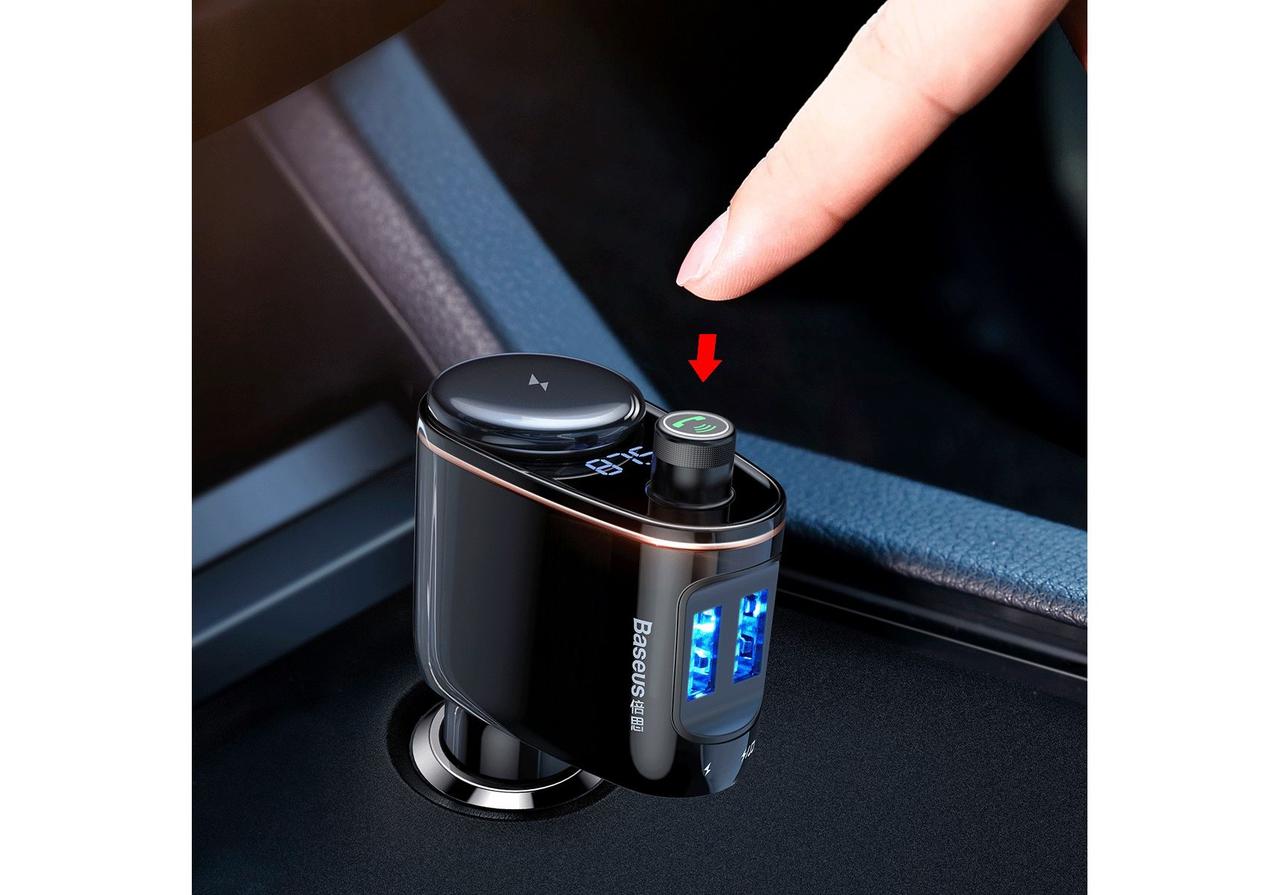 FM-Трансмиттер + зарядное устройство Baseus Locomotive Bluetooth MP3 Vehicle Charger CCALL-RH01, чёрный - фото 7 - id-p135606923