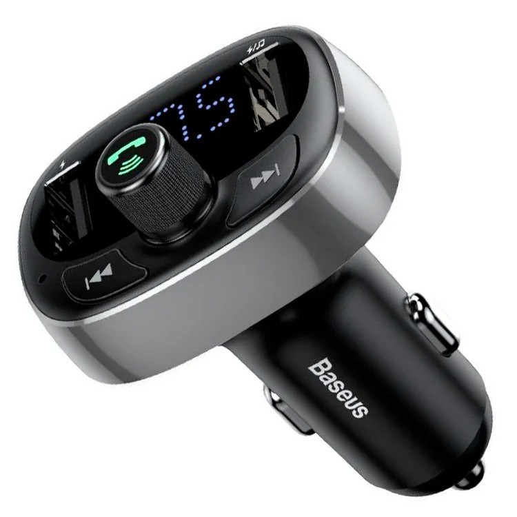 FM-Трансмиттер + зарядное устройство Baseus T Typed Bluetooth MP3 Charger CCALL-TM0A, серебристый