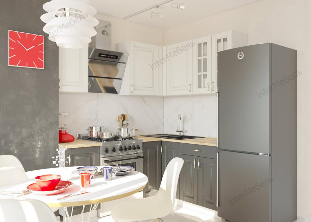 Угловая кухня Бостон 32 - 1,5×1,3 м -  акация белая/акация (варианты цвета и комбинаций) фабрика Интермебель