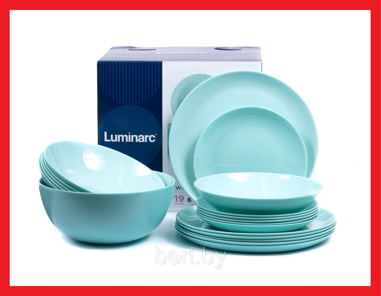 P2947 Столовый сервиз Luminarc Diwali Light Turquoise, 19 предметов, 6 персон, набор тарелок