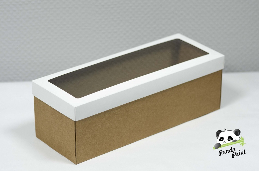 Коробка из гофрокартона 350х130х120, крышка белая с окном - фото 3 - id-p135661540