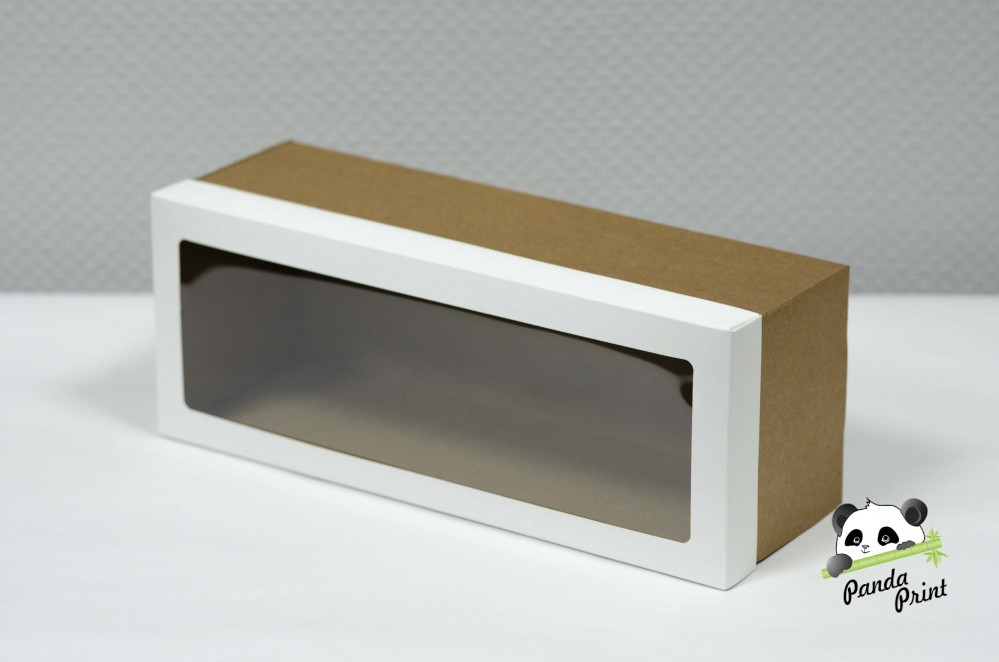 Коробка из гофрокартона 350х130х120, крышка белая с окном - фото 2 - id-p135661540