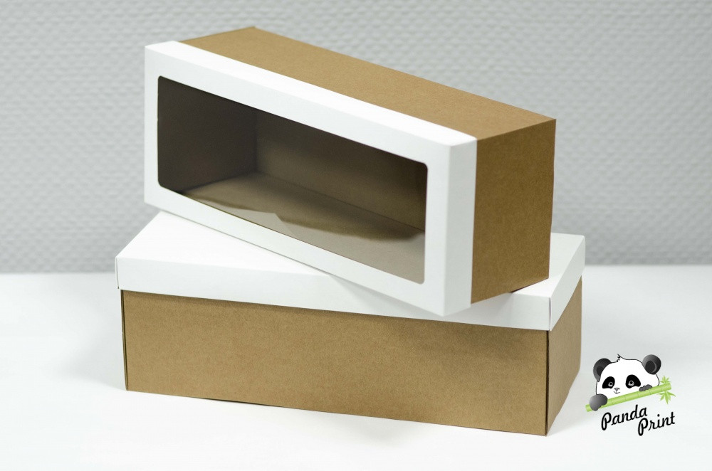 Коробка из гофрокартона 350х130х120, крышка белая с окном - фото 4 - id-p135661540