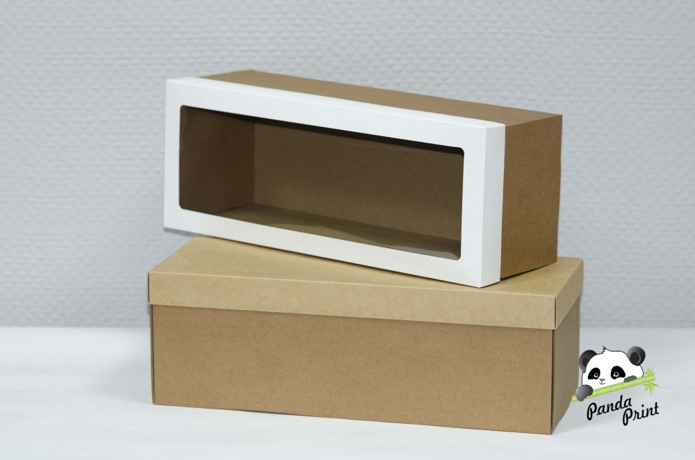 Коробка из гофрокартона 350х130х120, крышка крафт с окном - фото 3 - id-p135661569
