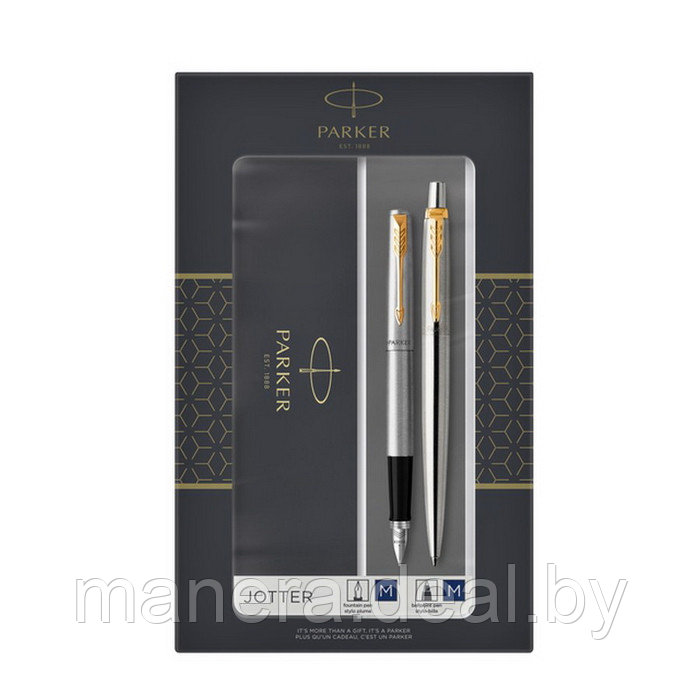 Ручка перьевая + ручка шариковая "Parker" Jotter Core - Stainless Steel GT - фото 1 - id-p135673242