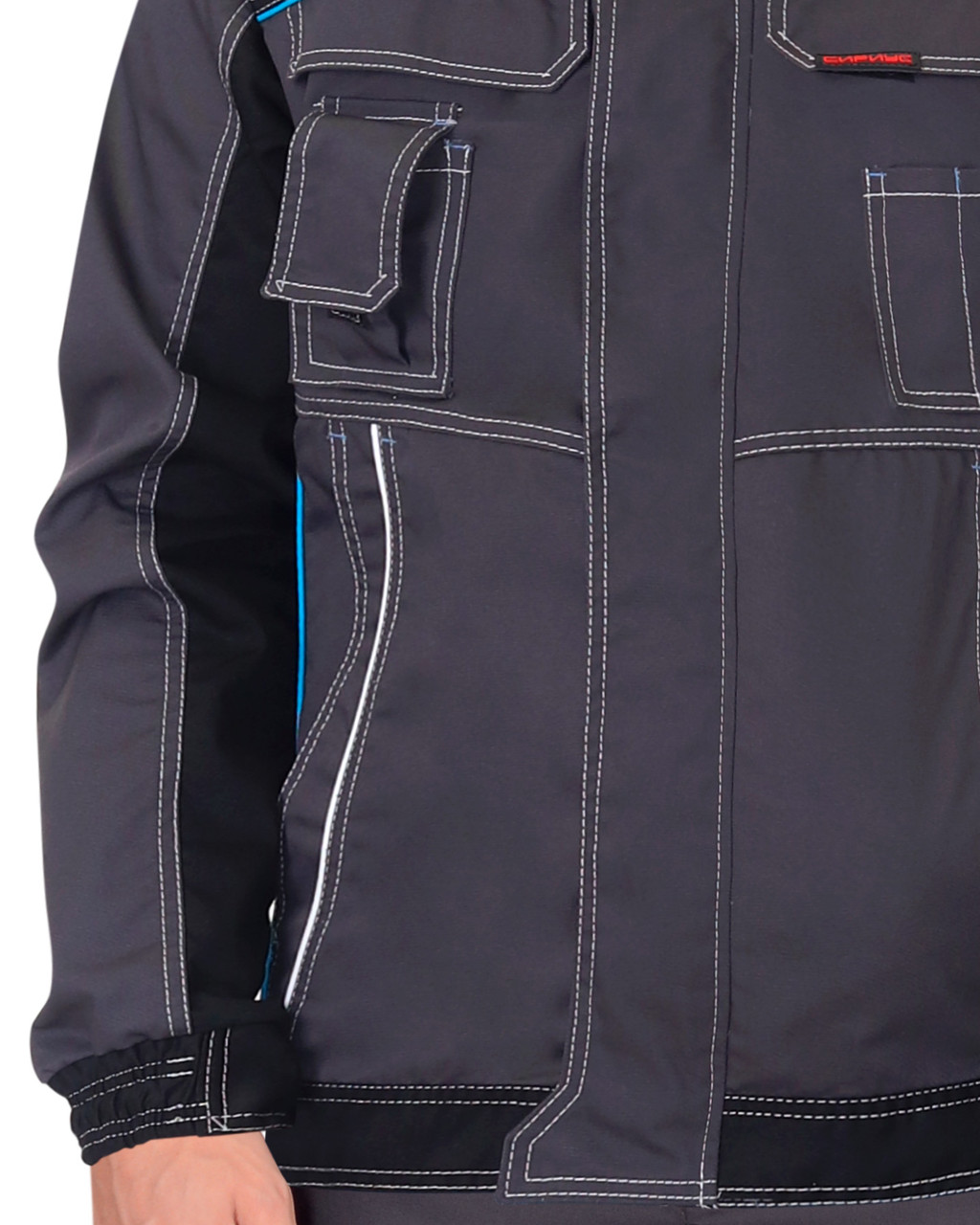 Куртка "Престиж" кор.,летняя т.серая с черным и с голубой отделкой - фото 3 - id-p127417654