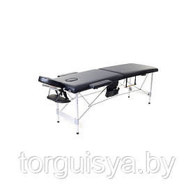 Складной 2-х секционный алюминиевый массажный стол BodyFit, черный 70 см