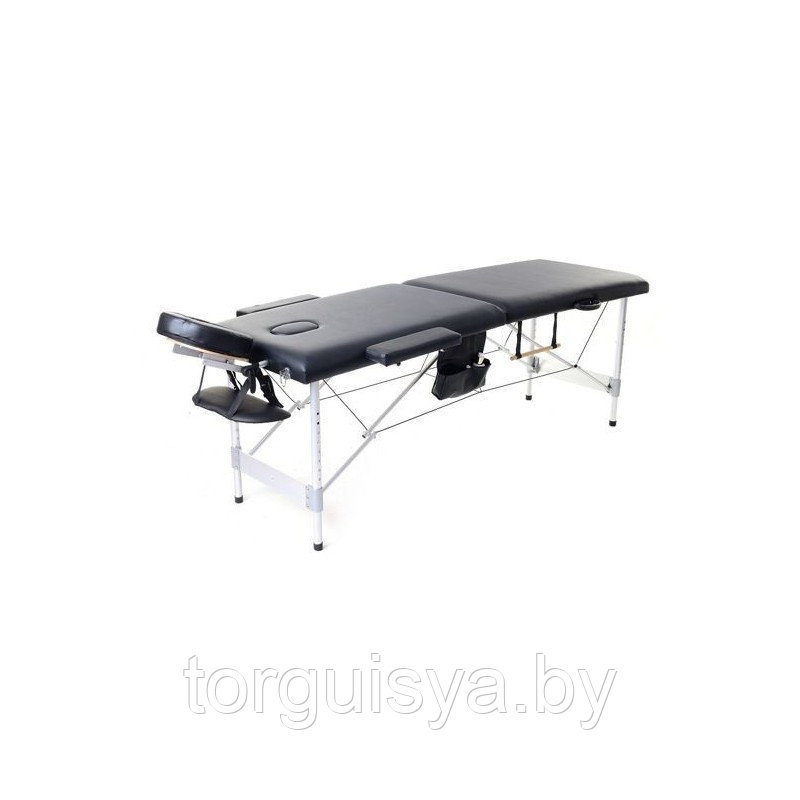 Складной 2-х секционный алюминиевый массажный стол BodyFit, черный 70 см - фото 1 - id-p135674512