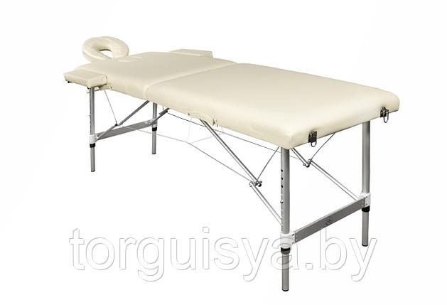 Складной 2-х секционный алюминиевый массажный стол BodyFit, кремовый 70 см, фото 2