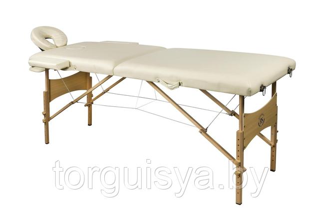 Складной 2-х секционный деревянный массажный стол BodyFit, кремовый 60 см, фото 2