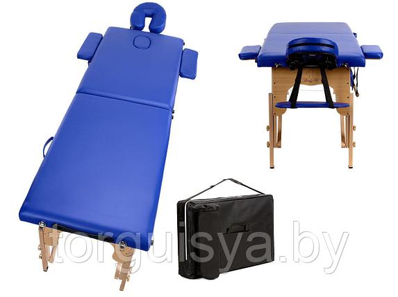 Складной 2-х секционный деревянный массажный стол BodyFit, синий 70 см, фото 2
