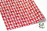Бумага глянцевая 50х70 см, Мишки на красном фоне
