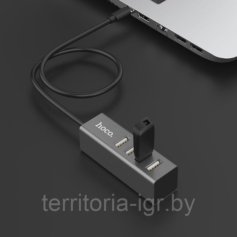 Разветвитель Type-C - Hub 4 порта USB-A - USB 2.0 HB1 графитовый Hoco - фото 3 - id-p135710895