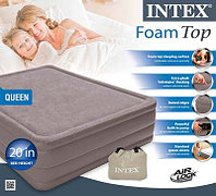 Надувная анатомическая двуспальная кровать Intex Foam Top Bed 67954 152*203*51 см со встроенным элекронасосом