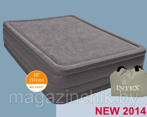 Надувная анатомическая двуспальная кровать Intex Foam Top Bed 67954 152*203*51 см со встроенным элекронасосом - фото 8 - id-p10052146