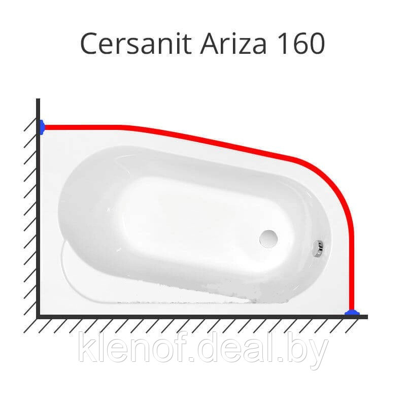 Карниз для ванны Cersanit Ariza 160х90 нержавеющая сталь - фото 1 - id-p135833739