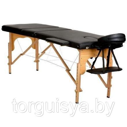 Складной 3-х секционный деревянный массажный стол BodyFit 70 см (черный)