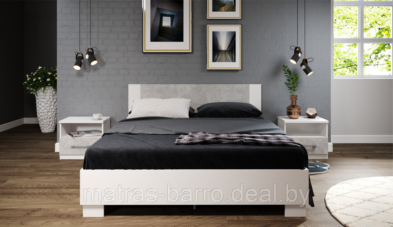 Кровать двуспальная Империал Аврора-160 белый/ателье серый - фото 2 - id-p72935819