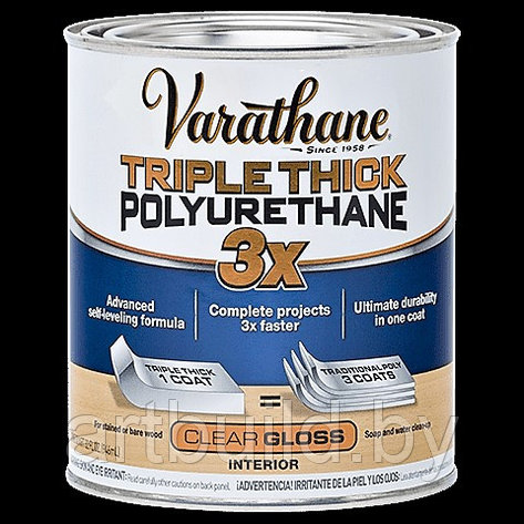 Лак водно-полиуретановый для внутренних работ Varathane Triple Thick Polyurethane 3x (0.946 л.), фото 2