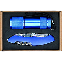 Набор фонарик и нож карманный 'Dover' синий