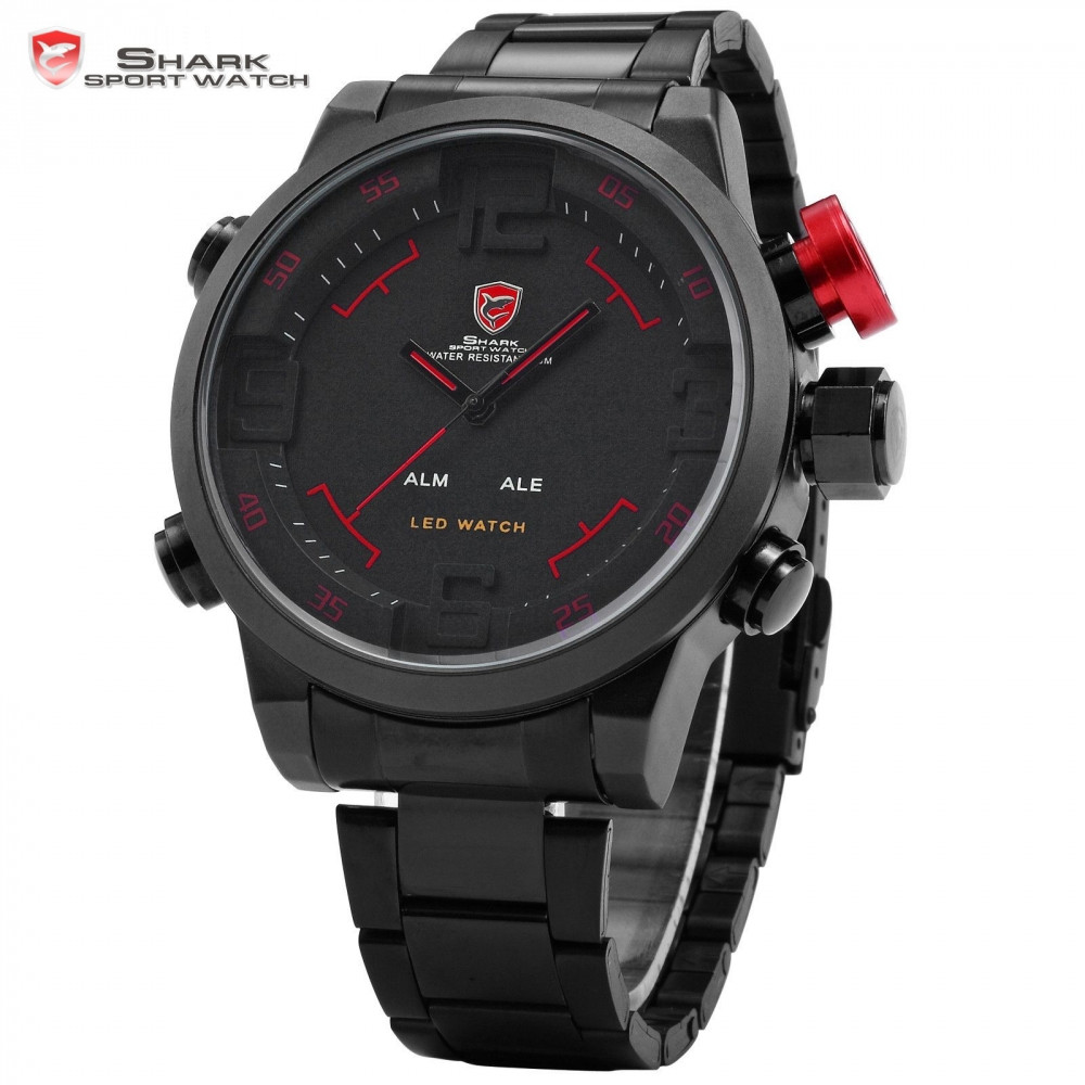 Часы Shark Sport Watch SH 105 Gulper Черные с красным (синим) РЕПЛИКА - фото 1 - id-p135870083