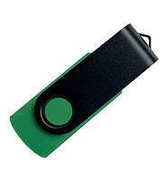 Флеш накопитель USB 2.0 Twister Color Mix, пластик Софт Тач/металл, зеленый/черный, 8 Gb