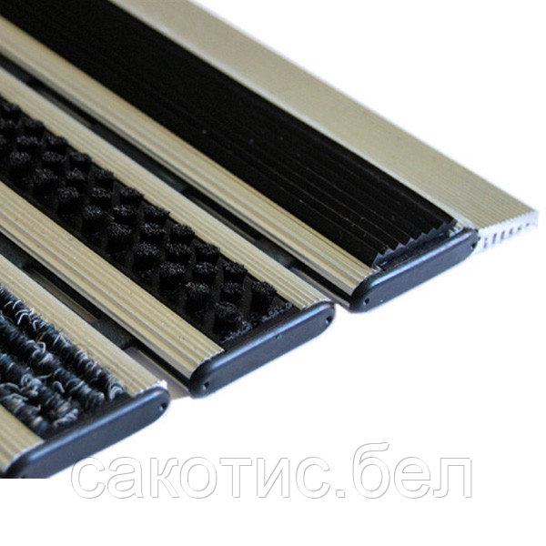 Алюминиевая грязезащитная решетка 12 мм резина-ворс - фото 5 - id-p117212594