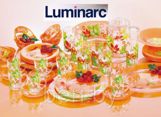 G3638 Столовый сервиз Luminarc Pop Flowers Orange, 46 предметов, 6 персон, набор тарелок