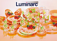 G3638 Столовый сервиз Luminarc Pop Flowers Orange, 46 предметов, 6 персон, набор тарелок