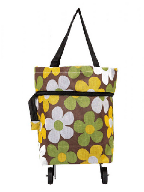 Хозяйственная складная сумка с выдвижными колесиками, цветы 1, фото 2