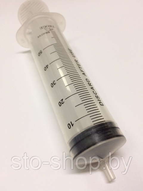 Шприц трехкомпонентный 50/60 ml/cc eccentric Luer conus без иглы, Германия