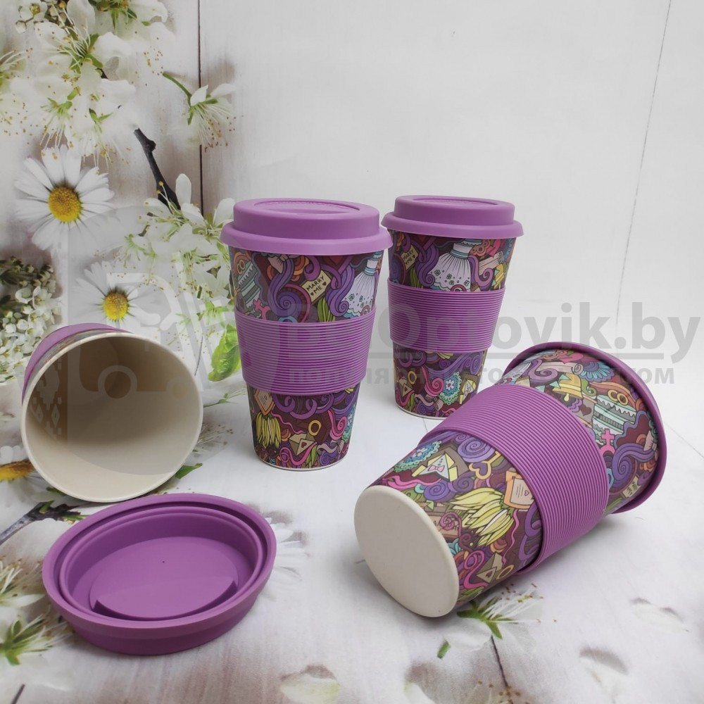 Бамбуковая Эко - термокружка BambooCup, 400 мл Purple (Сиреневая) - фото 3 - id-p136077260