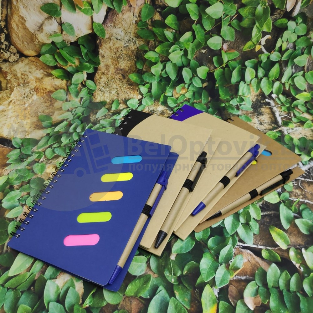 Набор канцелярский Волна: блокнот на спирали с ручкой, ECO (A5, 70 листов) Фиолетовый / дерево - фото 9 - id-p136077262