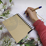 Набор канцелярский Волна: блокнот на спирали с ручкой, ECO (A5, 70 листов) Фиолетовый / дерево, фото 6