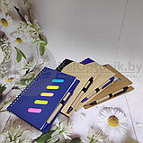 Набор канцелярский Волна: блокнот на спирали с ручкой, ECO (A5, 70 листов) Фиолетовый / дерево, фото 8