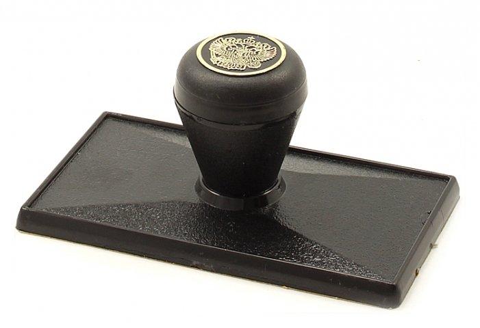 Оснастка пластиковая для штампов с гербом РФ для клише штампа 46*18 мм, корпус черный - фото 1 - id-p136084653