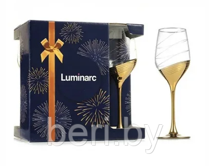 P1653 Набор фужеров, бокалов для вина Luminarc CELESTE, золотое кольцо, 350 мл., на 6 персон - фото 2 - id-p136136511