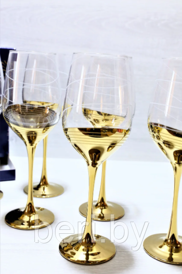 P1653 Набор фужеров, бокалов для вина Luminarc CELESTE, золотое кольцо, 350 мл., на 6 персон - фото 4 - id-p136136511