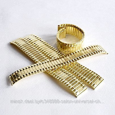 Браслет стальной пружинный золото, для наручных часов,  размер 20 мм,