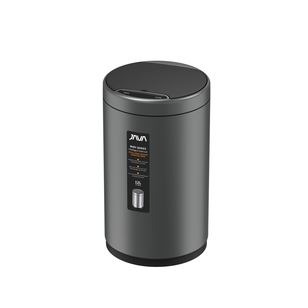 A Сенсорное ведро 12L Dark Gray 882-12Q